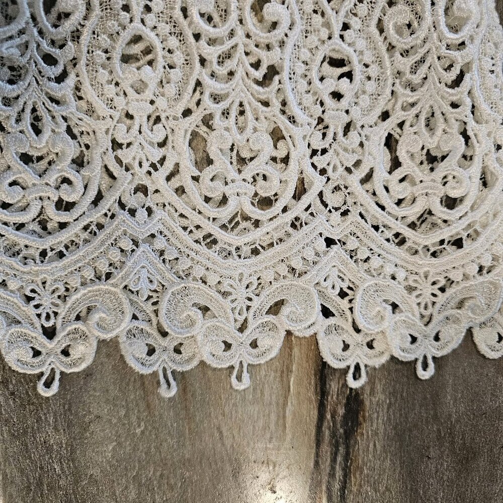 VTG Jessica McClintock Bridal White Lace‎ Cardigan Jacket Sheer Sz M Cottagecore - Picture 5 of 13